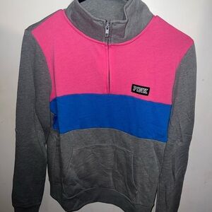 PINK Victoria's Secret Women's Pink and Blue Cowl Neck Sweater